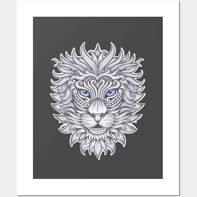 Lion face with floral ornament decoration Wall Art by tsign703